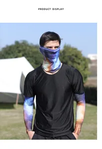 Outdoor sun protection sleeves and face mask detail view, UV block ice silk fabric, gradient.