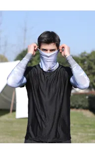 Ice silk sun protection sleeves and face mask set for summer outdoor driving and cycling.