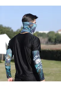 Men's ice silk sun protection sleeves and face mask detail view for outdoor driving cycling.