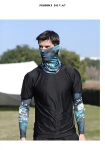Men ice silk sun protection sleeves and face mask set outdoor cycling driving arm covers uv protection