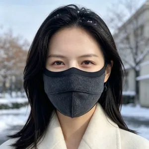 Mascarilla facial de mezcla de lana de invierno para mujer, cortavientos cálida.
