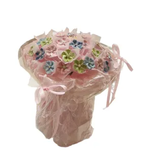 Handcrafted ceramic flower bouquet in dopamine colors, elegant gift for teachers and home decor.