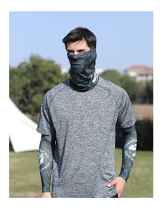 Men's summer UV protection ice silk sun protection sleeves and face mask set for outdoor.