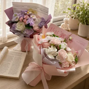 Handmade Soap Rose Flower Bouquet Eternal Floral Gift For Mother Valentine Anniversary Romantic Eternal Soap Flower