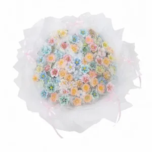 Jingdezhen ceramic flower bouquet dopamine color handmade gift for Valentine birthday