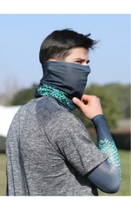 Outdoor ice silk sun protection sleeves and face mask detail view, breathable and cool.