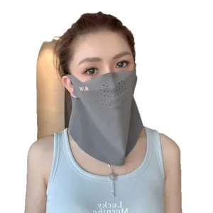 Maschera facciale di protezione solare in seta di ghiaccio ghetta da collo traspirante