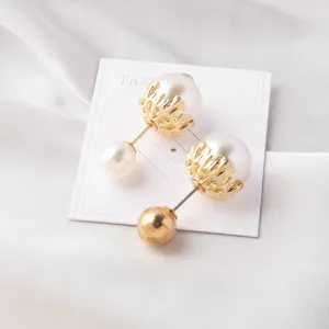 Elegant white pearl safety pin brooch for shirt collar and waist adjustment jewelry