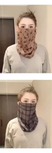 Vue detaillee du masque facial coupe-vent et de la guetre de cou pour l'hiver froid.