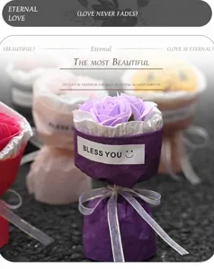 Mini soap flower rose bouquet gift box for birthday party decoration romantic present