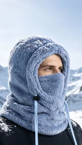 Outdoor winter bivakmuts van polar fleece met capuchon en gezichtsmasker voor kou