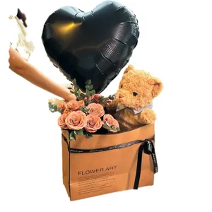 Bouquet de roses en peluche ours en peluche cadeau de Saint Valentin ballon cœur noir
