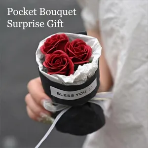 Mini pocket rose bouquet gift box for birthday and party decoration, elegant design.