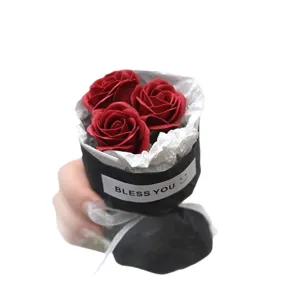 Mini artificial rose soap flower bouquet gift box for birthday party decoration and romantic moments.