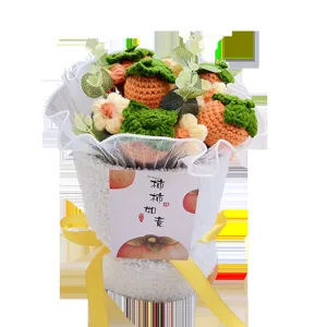 Handmade crochet persimmon flower bouquet gift knitted flower home decor graduation present