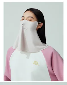 Detailed view of ice silk sun protection mask, full face and neck cover for outdoor cycling.