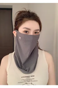 Ice silk sun protection face mask for women and men, full face and neck cover uv shield.