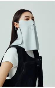 Sun protection face mask for women ice silk breathable UV protection neck cover detail shot
