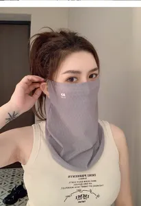 Ice silk sun protection face mask for women and men, full face and neck cover breathable.