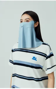 Ice silk sun protection face mask for cycling and outdoor activities, UV blocking neck cover.