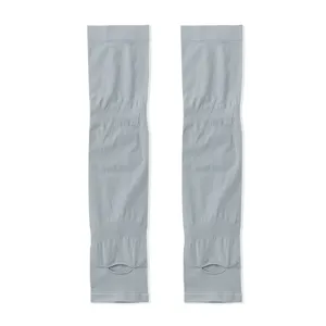 Manches de refroidissement pour femmes été protection UV soleil gris trou de pouce paire
