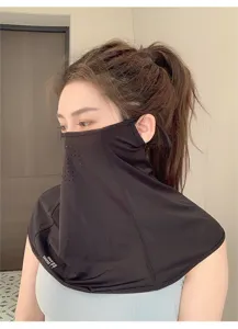 Ice silk sun protection face mask for women and men, full face and neck UV cover.