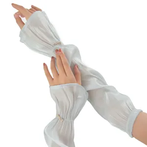 Manches de protection solaire chatoyantes manches d'été en soie de glace boucles en strass.