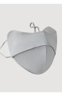 Graue Eisseide Sonnenschutz Maske Detail, atmungsaktives Facekini mit Schleife und Augenschutz.