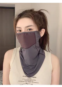 Breathable mesh sun protection face mask with neck gaiter coverage for women