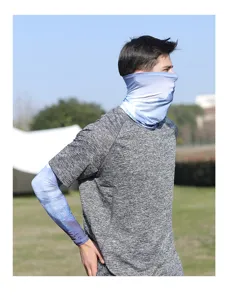 Outdoor sun protection ice silk sleeves and face mask set for men cycling driving UV block