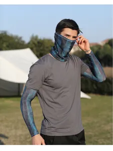 Outdoor sun protection ice silk sleeves and face mask set, comfortable breathable fit for summer sport.