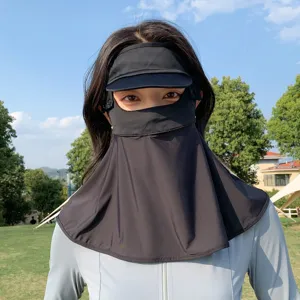 Full face sun protection sunshade mask summer UV block facekini with brim for outdoor cycling