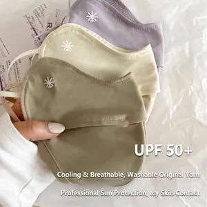 Women Ice Silk Sun Protection Mask 3D Snowflake Print Breathable UV Blocking Face Cover Shield For Outdoor Travel Sports