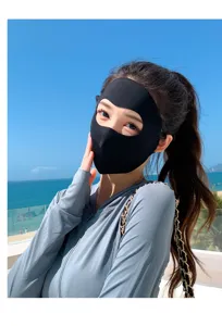 Breathable ice silk facekini sun protection mask for women UV blocking full face cover outdoor driving