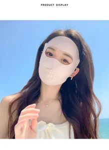 Breathable UV protection face mask for women, full face shield detail display.