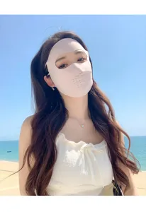 Summer UV protection face mask ice silk breathable full face cover for driving and outdoor sports.