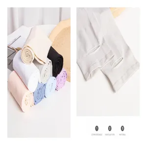 Ice silk sun protection sleeves for outdoor sports, breathable arm covers with thumb holes.