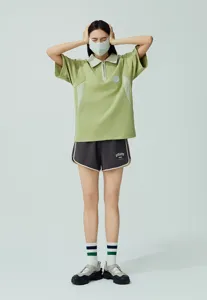 A female model wearing a light green cooling 3D sun protection mask for summer