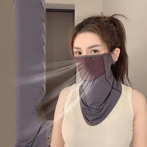 Women Sun Protection Face Mask Breathable Mesh Neck Gaiter Minimalist Half Face Cover UV Blocking Outdoor Sport Veil