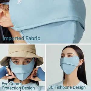 UV protection sun mask with 3D fishbone design and eye corner coverage in ice-cool fabric
