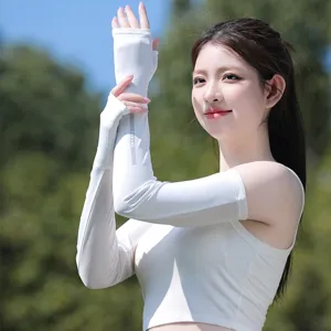 Manchettes de Protection Solaire en Soie Glacée d'Été Unisexe Sport Cyclisme Mesh Respirant Gants Demi-Doigts
