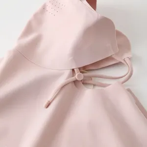 Summer UV protection face mask for women breathable ice silk sun shield neck cover pink