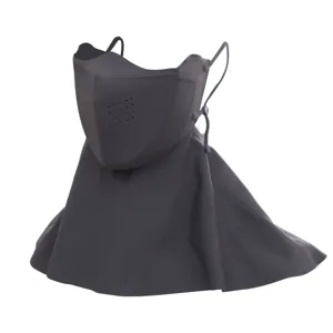 Sun protection face mask with neck cover breathable ice silk UV shielding black main image