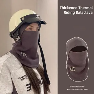 Winter Thickened Fleece Balaclava Face Mask Neck Warmer Integrated Windproof Thermal Cycling Hood For Men Women Outdoor Sports
