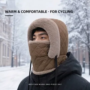 Gorro Ruso Acolchado De Invierno Para Adultos Con Forro De Vellón Gorro Aviador A Prueba De Viento Con Máscara Integrada Calentador De Cuello