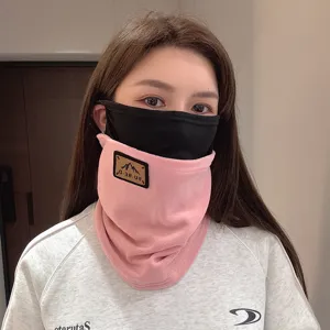 Winter fleece windproof face mask and neck gaiter for outdoor cycling and skiing warmth.