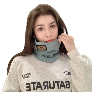 Winter fleece cycling face mask thermal windproof neck gaiter for outdoor sports.