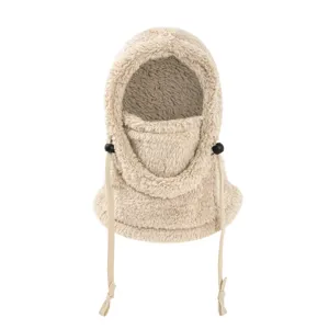 Cagoule d'hiver en peluche chaude avec masque facial en polaire épais intégré pour enfants