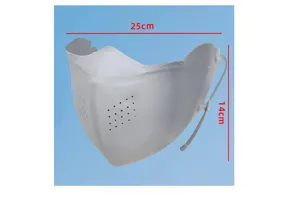 Detailed view showing specific dimensions of the grey ice silk sun protection mask, 25cm by 14cm.