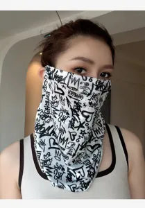 Unisex summer ice silk sun protection face mask ear-hanging neck gaiter outdoor sports